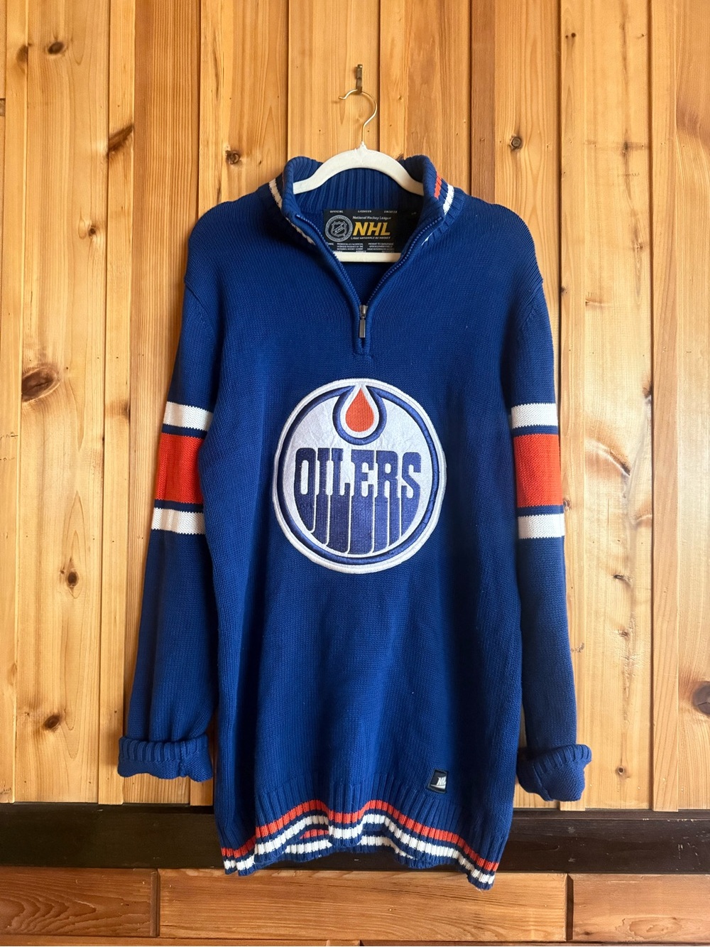 NHL Edmonton Oilers Blue Quarter-Zip Sweater